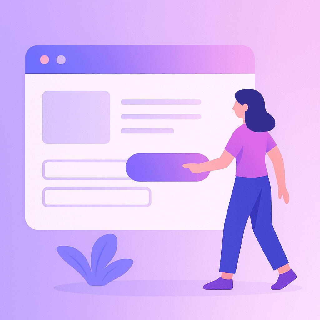 Illustration pastel d'une landing page moderne