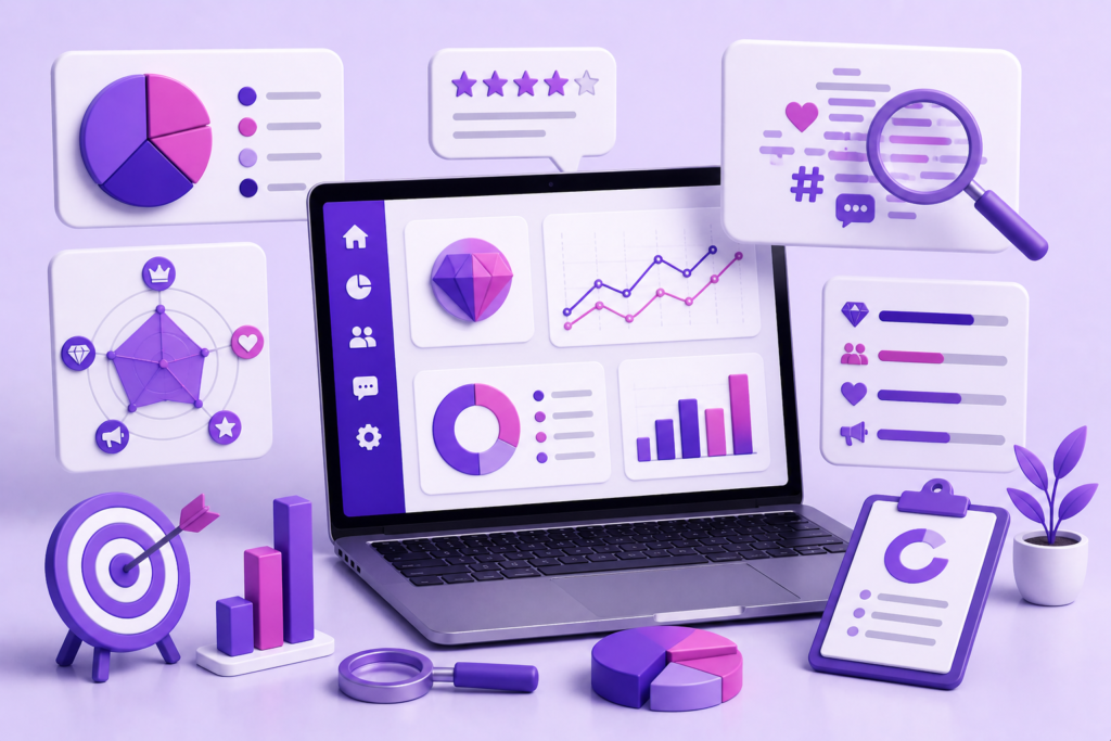 Tableau de bord d'analyse de marque avec graphiques et statistiques