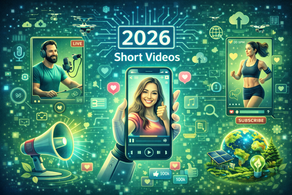 Aperçu d'une collection de vidéos courtes sur un écran, illustrant l'évolution des contenus vidéo en 2026.