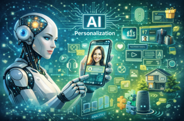 Illustration représentant les concepts de personnalisation de contenu grâce à l'intelligence artificielle.