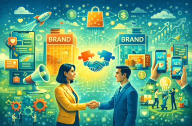 Une illustration représentant la collaboration entre plusieurs marques.