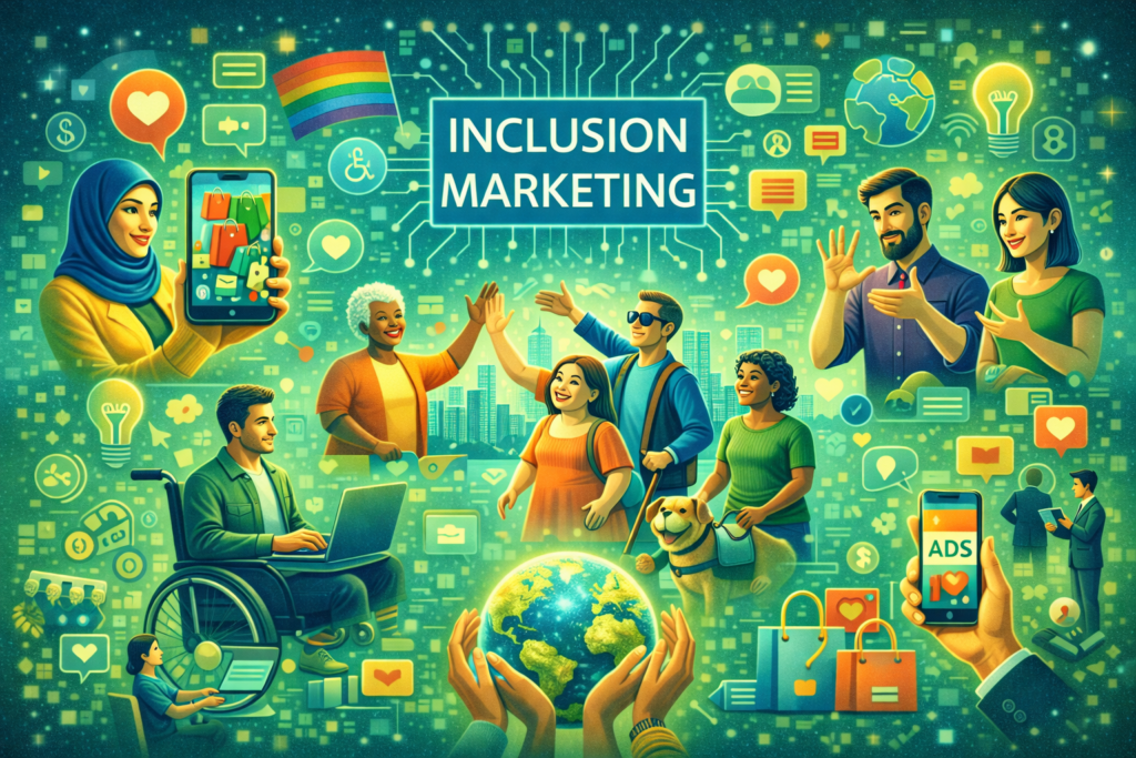 Un graphique illustrant les stratégies de marketing d'inclusion pour atteindre divers publics.