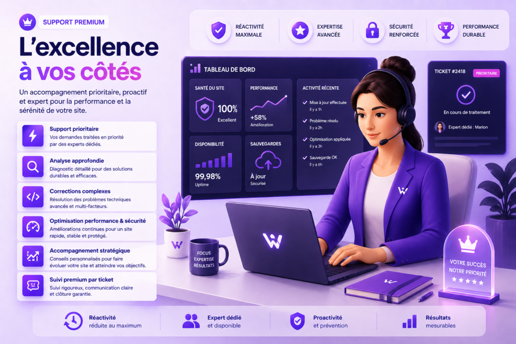 Femme en casque, travaillant sur un ordinateur avec des graphiques de support premium